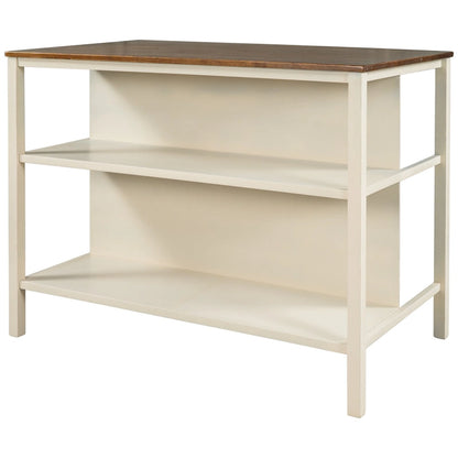 Topmax Solid Wood Rustic 45 Stationary Kitchen Island