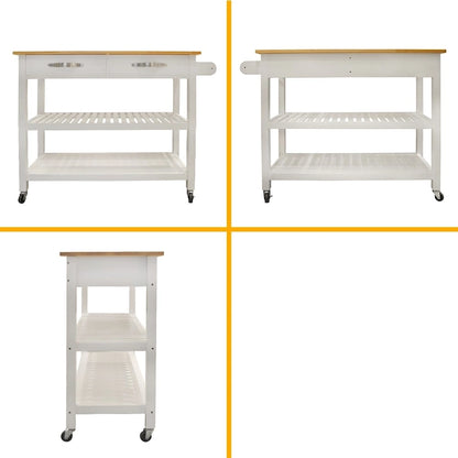 Kitchen Island Cart with Two Lockable Wheels