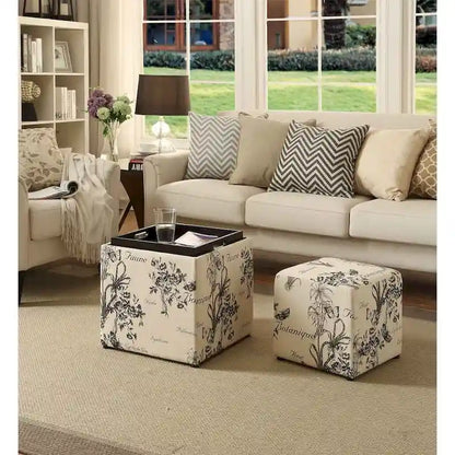 Convenience Concepts Designs4Comfort Park Avenue Single Ottoman with Stool and Reversible Tray