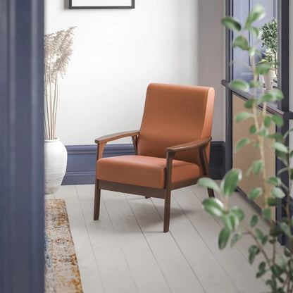 Mid-Century Modern Arm Chair with Wooden Frame and Arms