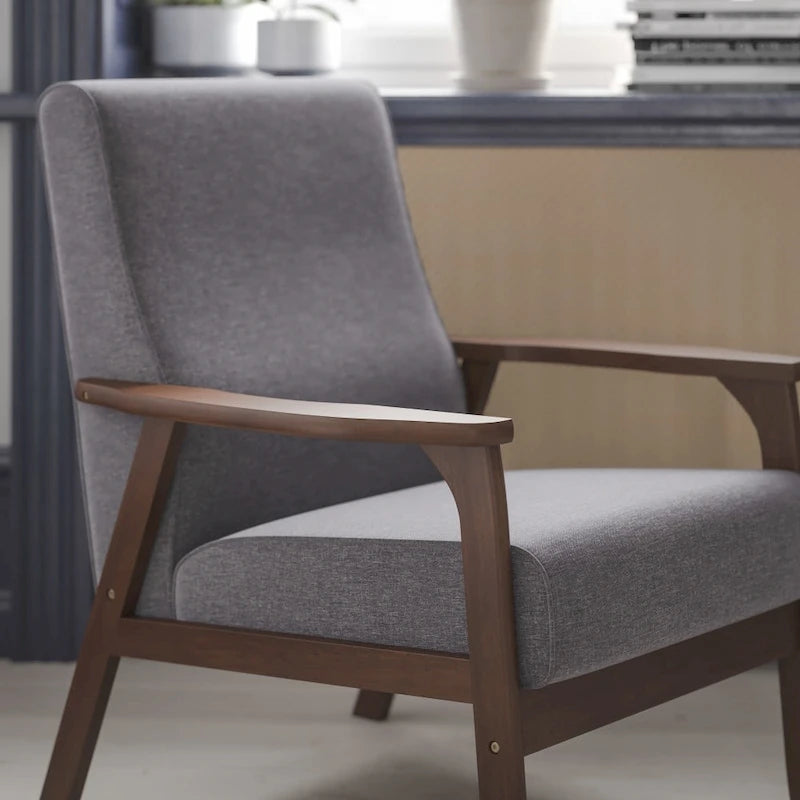 Mid-Century Modern Arm Chair with Wooden Frame and Arms