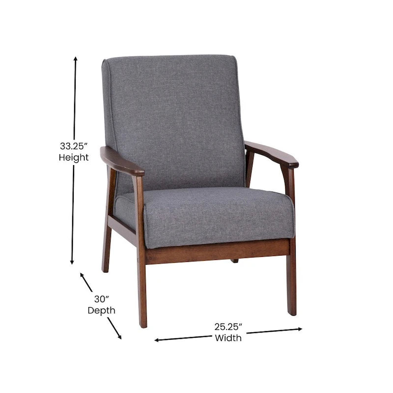 Mid-Century Modern Arm Chair with Wooden Frame and Arms
