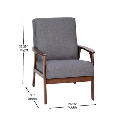 Mid-Century Modern Arm Chair with Wooden Frame and Arms