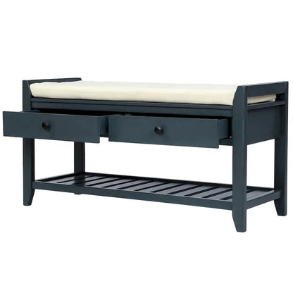 Merax Multipurpose Storage Bench Shoe Rack with Cushioned Seat and Drawers