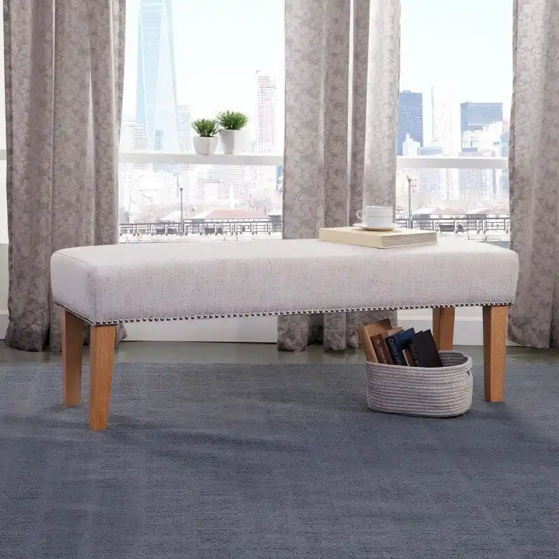 Grafton Home Miley Upholstered Accent Bench w/ Nailhead Trim