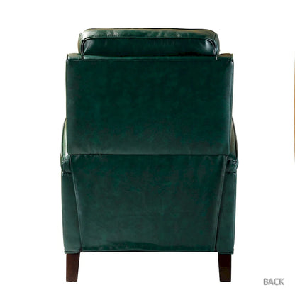 Gaspar Mid-Century Modern Genuine Leather Pushback Recliner with Wood legs Set of 2 by HULALA HOME