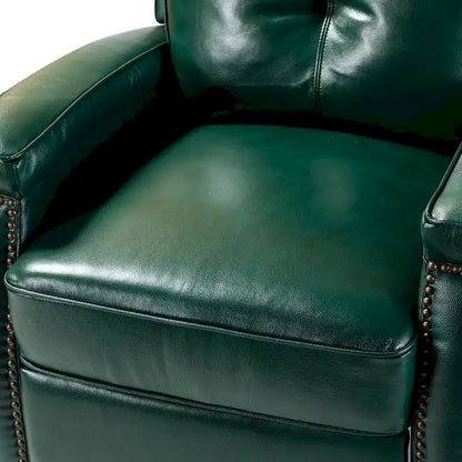 Gaspar Mid-Century Modern Genuine Leather Pushback Recliner with Wood legs Set of 2 by HULALA HOME