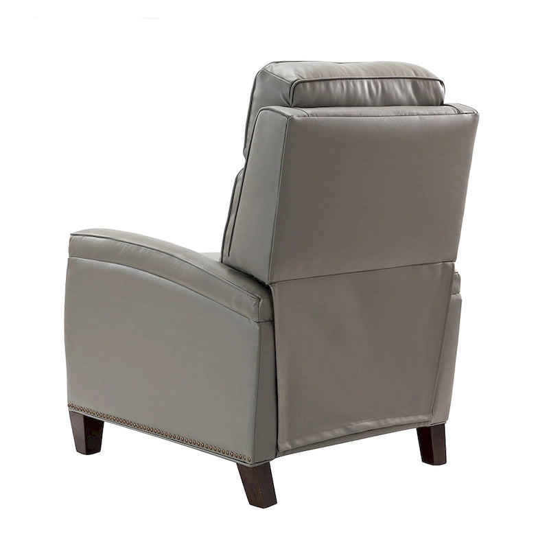 Gaspar Mid-Century Modern Genuine Leather Pushback Recliner with Wood legs Set of 2 by HULALA HOME