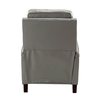 Gaspar Mid-Century Modern Genuine Leather Pushback Recliner with Wood legs Set of 2 by HULALA HOME