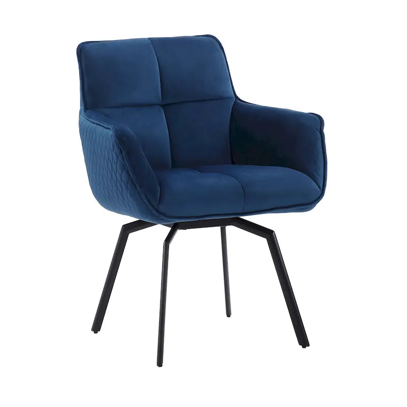 Velvet Swivel Accent Chair with Metal Legs - Single Seat