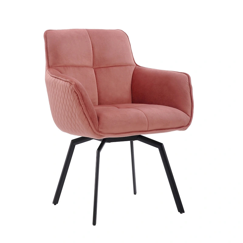 Velvet Swivel Accent Chair with Metal Legs - Single Seat