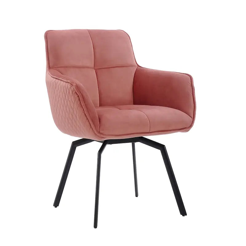 Velvet Swivel Accent Chair with Metal Legs - Single Seat