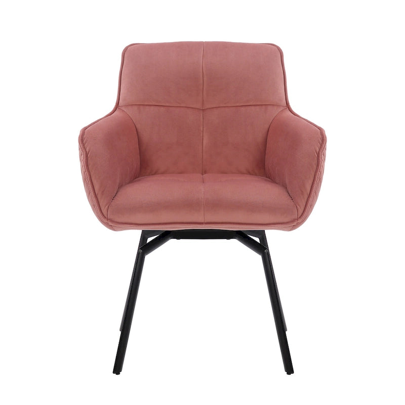 Velvet Swivel Accent Chair with Metal Legs - Single Seat