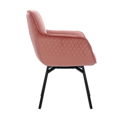 Velvet Swivel Accent Chair with Metal Legs - Single Seat