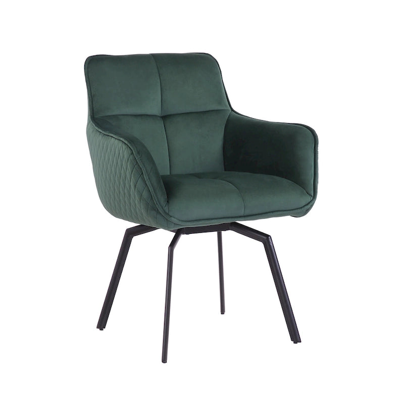 Velvet Swivel Accent Chair with Metal Legs - Single Seat