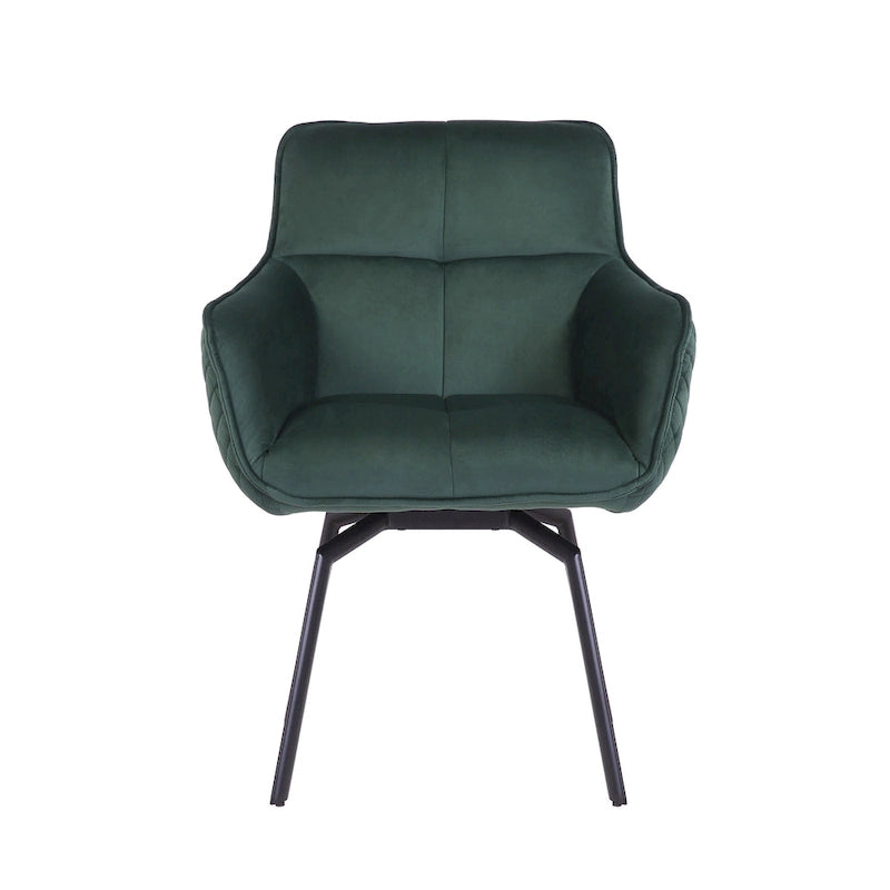 Velvet Swivel Accent Chair with Metal Legs - Single Seat