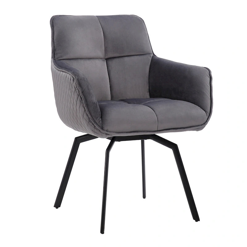 Velvet Swivel Accent Chair with Metal Legs - Single Seat