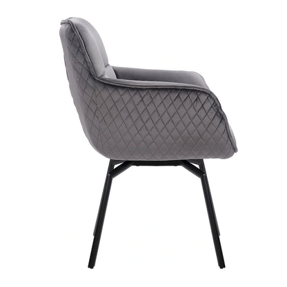 Velvet Swivel Accent Chair with Metal Legs - Single Seat