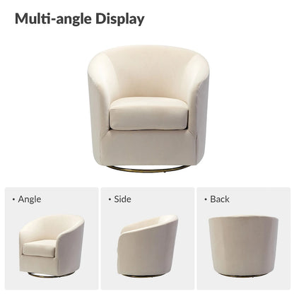 Velvet Curved Swivel Barrel Chair - Gold Base - Single Seat