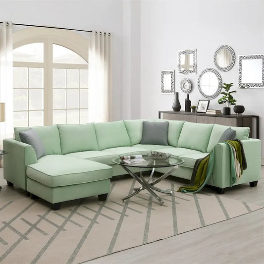 Merax 112*87  Sectional Sofa Couches Living Room Sets 7 Seats Modular Sectional Sofa