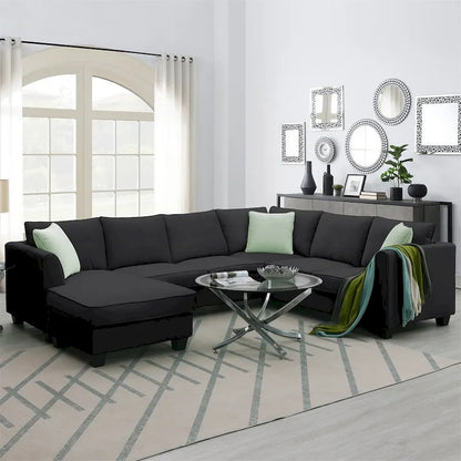 Merax 112*87  Sectional Sofa Couches Living Room Sets 7 Seats Modular Sectional Sofa
