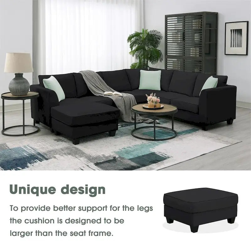Merax 112*87  Sectional Sofa Couches Living Room Sets 7 Seats Modular Sectional Sofa