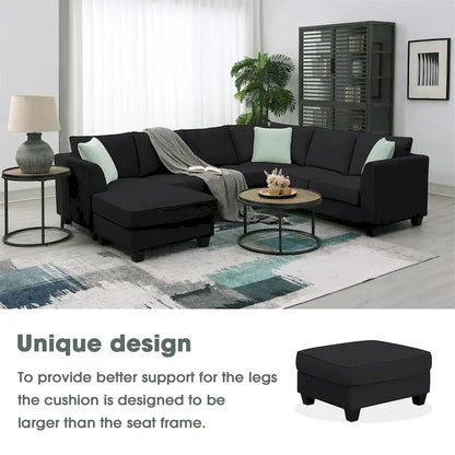 Merax 112*87  Sectional Sofa Couches Living Room Sets 7 Seats Modular Sectional Sofa