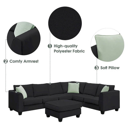 Merax 112*87  Sectional Sofa Couches Living Room Sets 7 Seats Modular Sectional Sofa