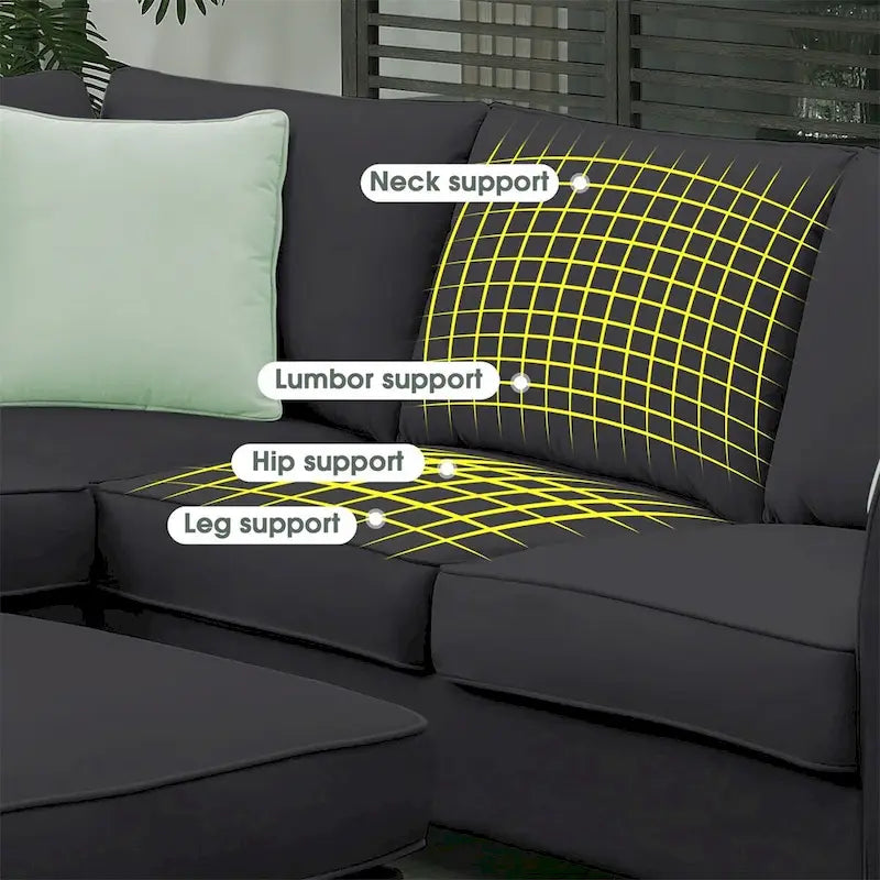 Merax 112*87  Sectional Sofa Couches Living Room Sets 7 Seats Modular Sectional Sofa