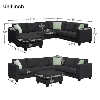 Merax 112*87  Sectional Sofa Couches Living Room Sets 7 Seats Modular Sectional Sofa