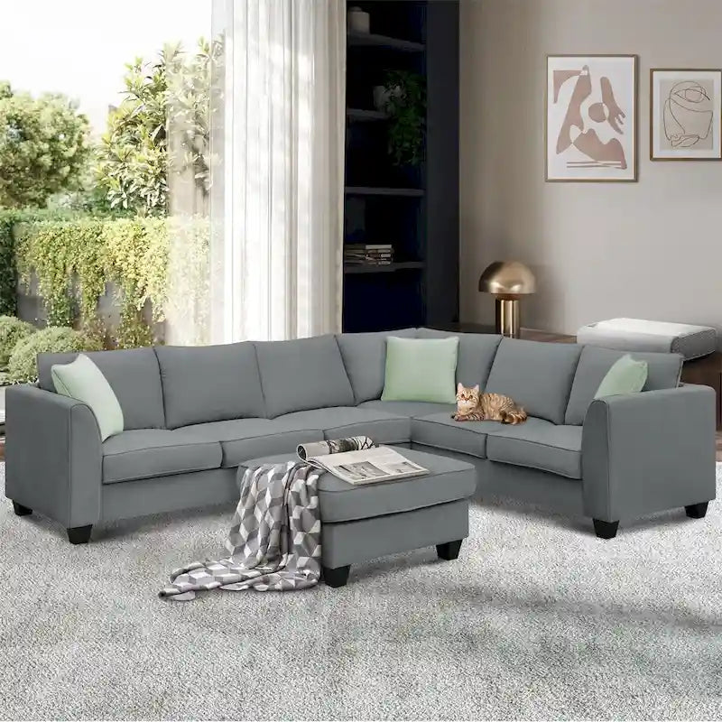 Merax 112*87  Sectional Sofa Couches Living Room Sets 7 Seats Modular Sectional Sofa