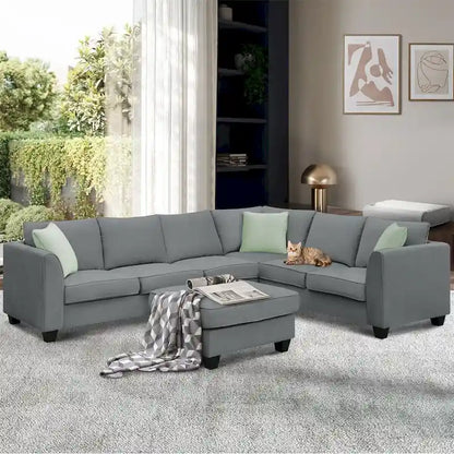 Merax 112*87  Sectional Sofa Couches Living Room Sets 7 Seats Modular Sectional Sofa