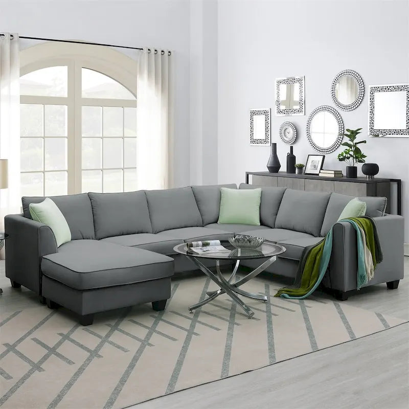 Merax 112*87  Sectional Sofa Couches Living Room Sets 7 Seats Modular Sectional Sofa