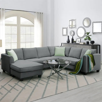 Merax 112*87  Sectional Sofa Couches Living Room Sets 7 Seats Modular Sectional Sofa