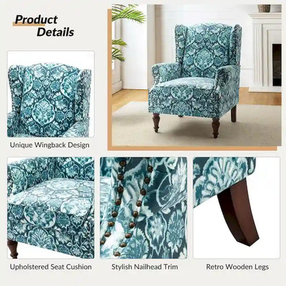 Gott Traditional Wingback Armchair with Solid Wood Legs Set of 2 by HULALA HOME