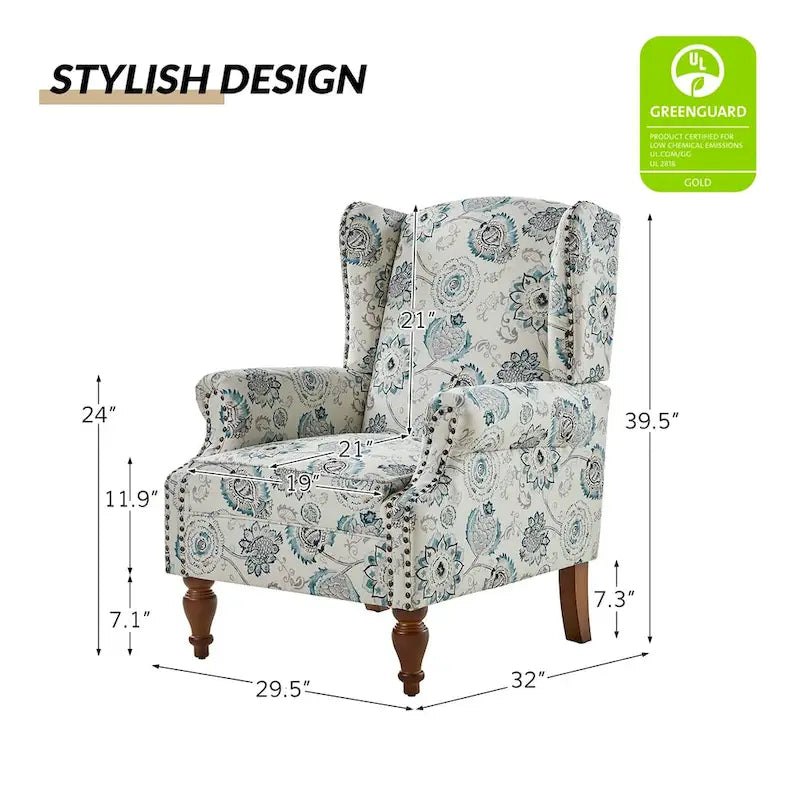 Gott Traditional Wingback Armchair with Solid Wood Legs Set of 2 by HULALA HOME