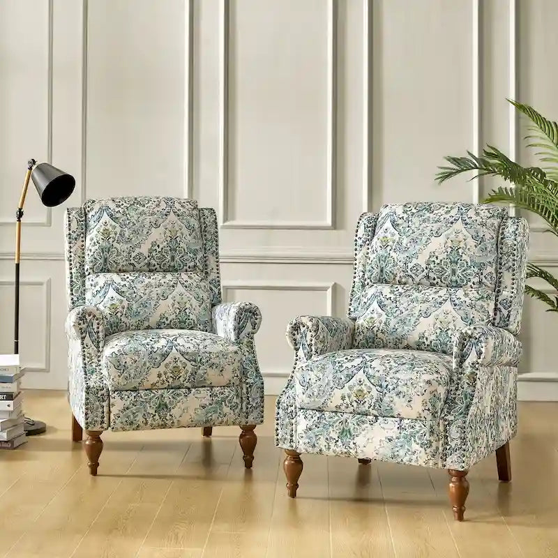 Terri Classic Cutaway Arms with Nailheads Manual Recliner for Living Room Set of 2 by HULALA HOME