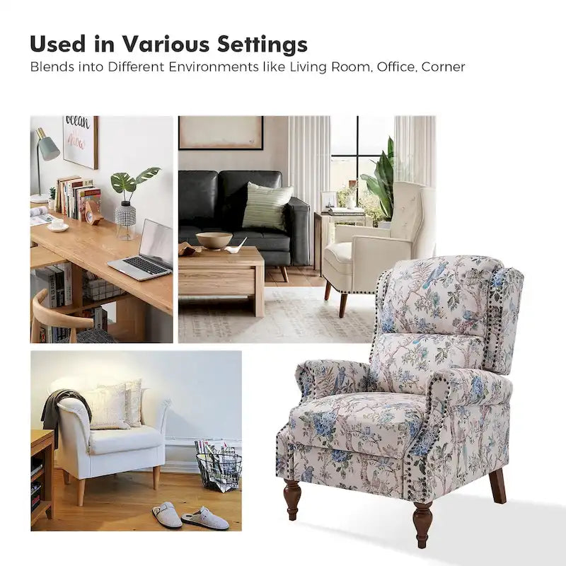 Terri Classic Cutaway Arms with Nailheads Manual Recliner for Living Room Set of 2 by HULALA HOME