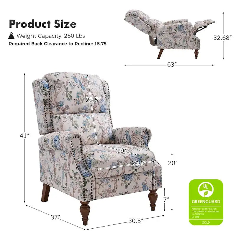 Terri Classic Cutaway Arms with Nailheads Manual Recliner for Living Room Set of 2 by HULALA HOME