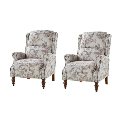 Terri Classic Cutaway Arms with Nailheads Manual Recliner for Living Room Set of 2 by HULALA HOME