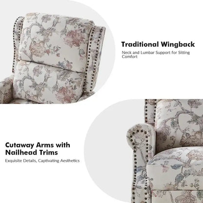 Terri Classic Cutaway Arms with Nailheads Manual Recliner for Living Room Set of 2 by HULALA HOME