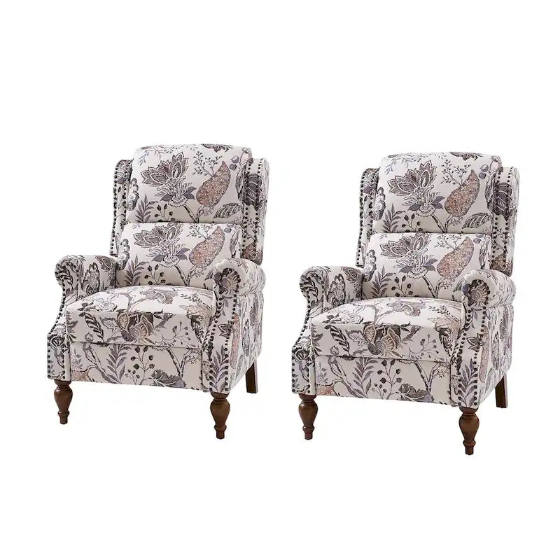 Terri Classic Cutaway Arms with Nailheads Manual Recliner for Living Room Set of 2 by HULALA HOME