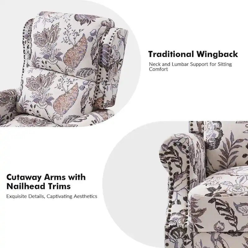 Terri Classic Cutaway Arms with Nailheads Manual Recliner for Living Room Set of 2 by HULALA HOME