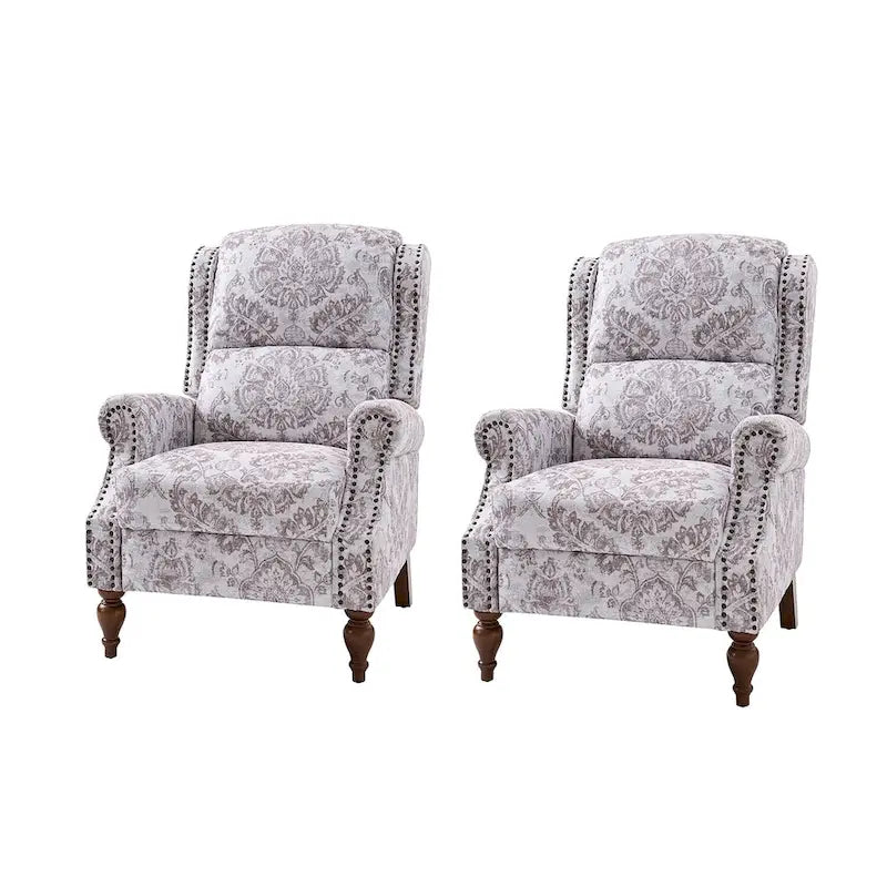Terri Classic Cutaway Arms with Nailheads Manual Recliner for Living Room Set of 2 by HULALA HOME