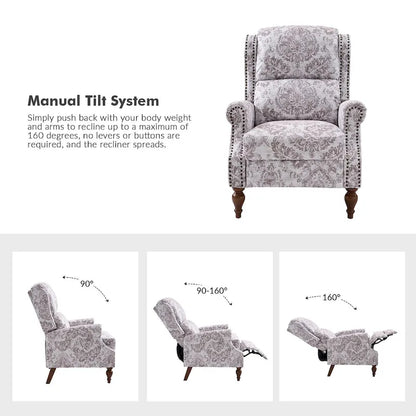 Terri Classic Cutaway Arms with Nailheads Manual Recliner for Living Room Set of 2 by HULALA HOME