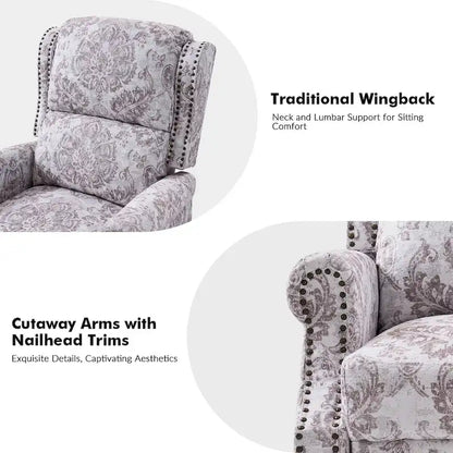 Terri Classic Cutaway Arms with Nailheads Manual Recliner for Living Room Set of 2 by HULALA HOME