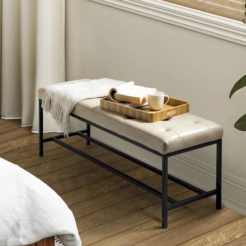 Horst 50 in.W Contemporary Upholstered Bench with Metal Legs by HULALA HOME