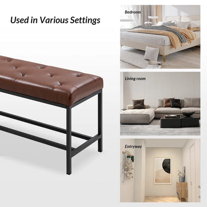 Horst 50 in.W Contemporary Upholstered Bench with Metal Legs by HULALA HOME