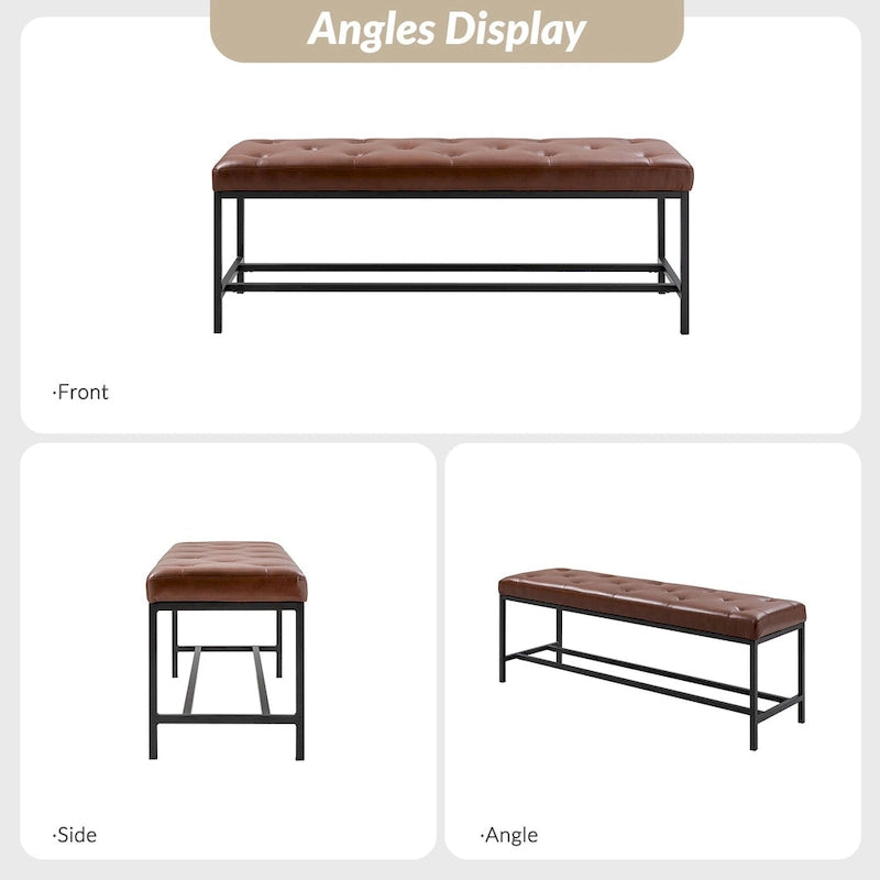 Horst 50 in.W Contemporary Upholstered Bench with Metal Legs by HULALA HOME