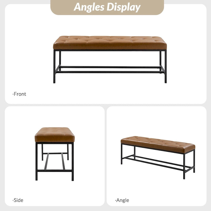 Horst 50 in.W Contemporary Upholstered Bench with Metal Legs by HULALA HOME